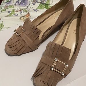 Shoes size 11 medium. Used. Taupe suede.